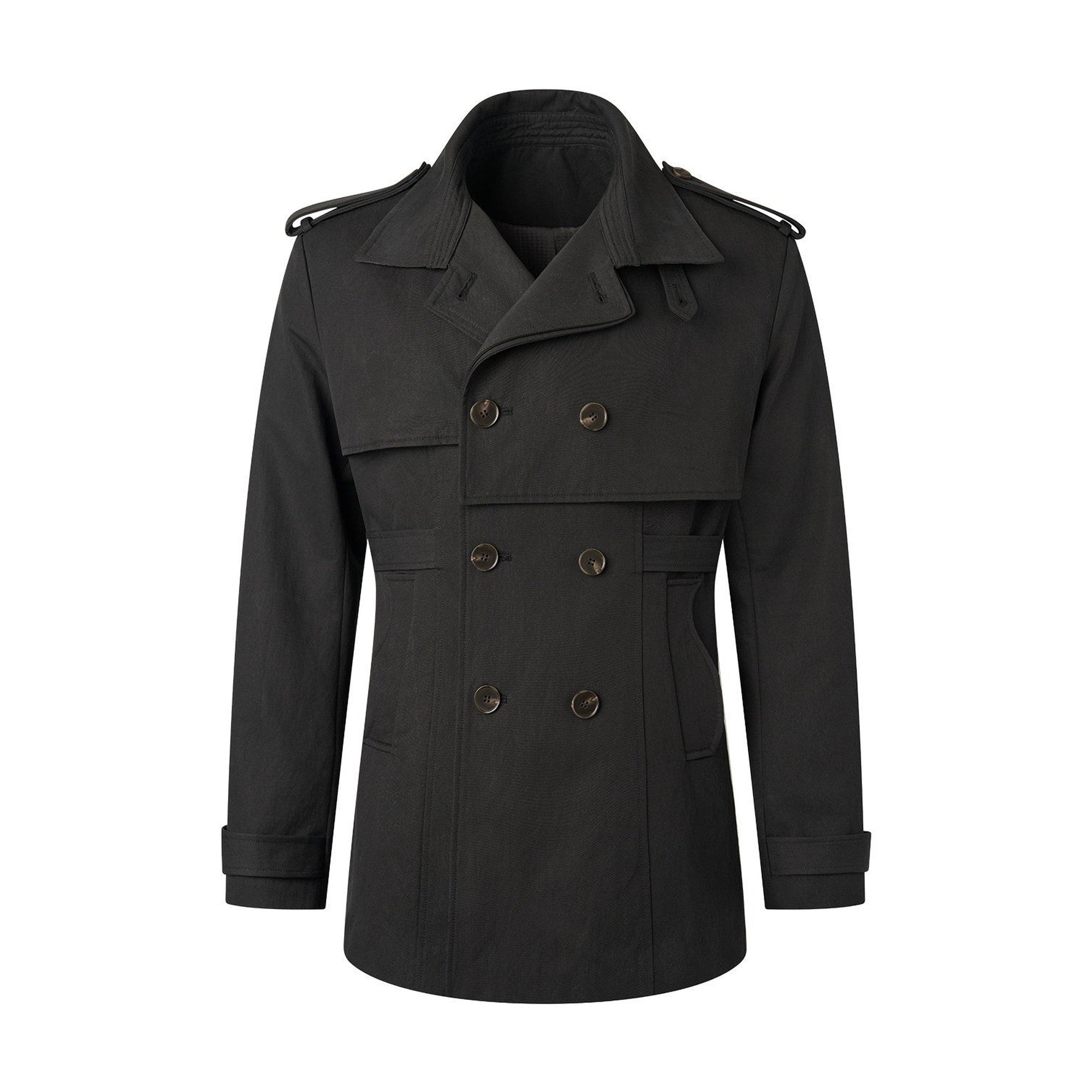 Wrinkle Free Lightweight Oversized Vintage Double Breasted Black Unisex Car Coats main image