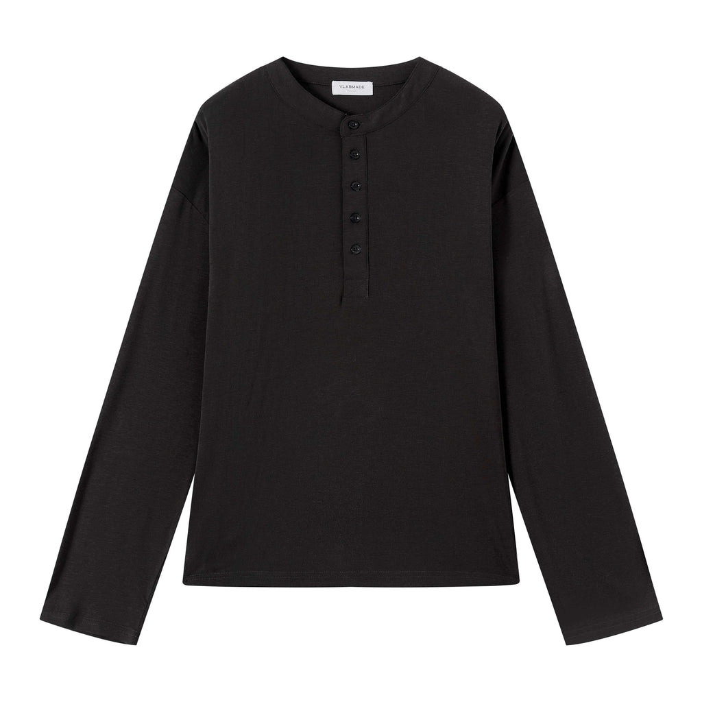 Wrinkle Free Lyocell Wool Relaxed Henley Unisex Citywalk Long Sleeve T-Shirts main image