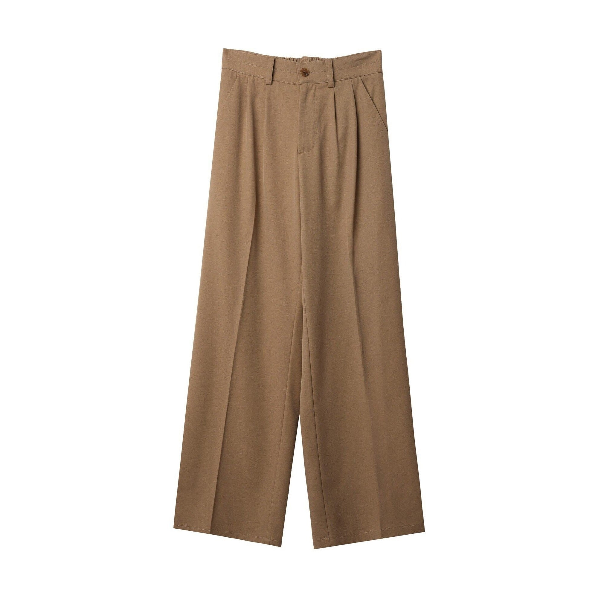 Wrinkle Free Mid Rise Straight Micro Stretch Khaki Flared Trousers main image