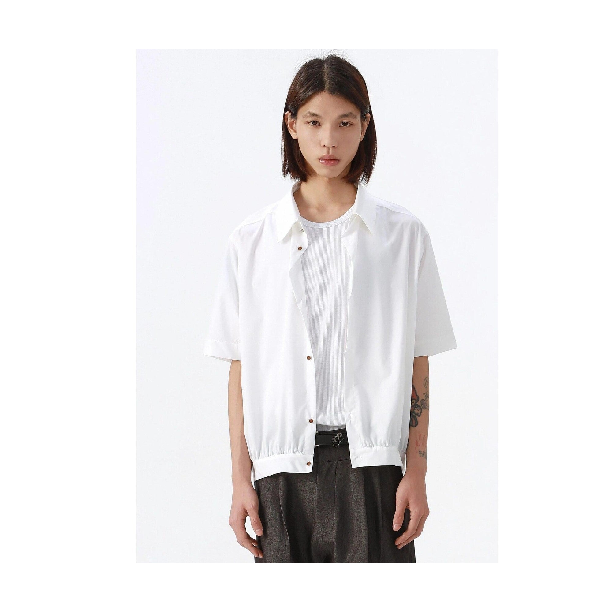 Wrinkle Free Polo Collar Short Sleeve Regular Fit Youth Solid Black White Shirts main image