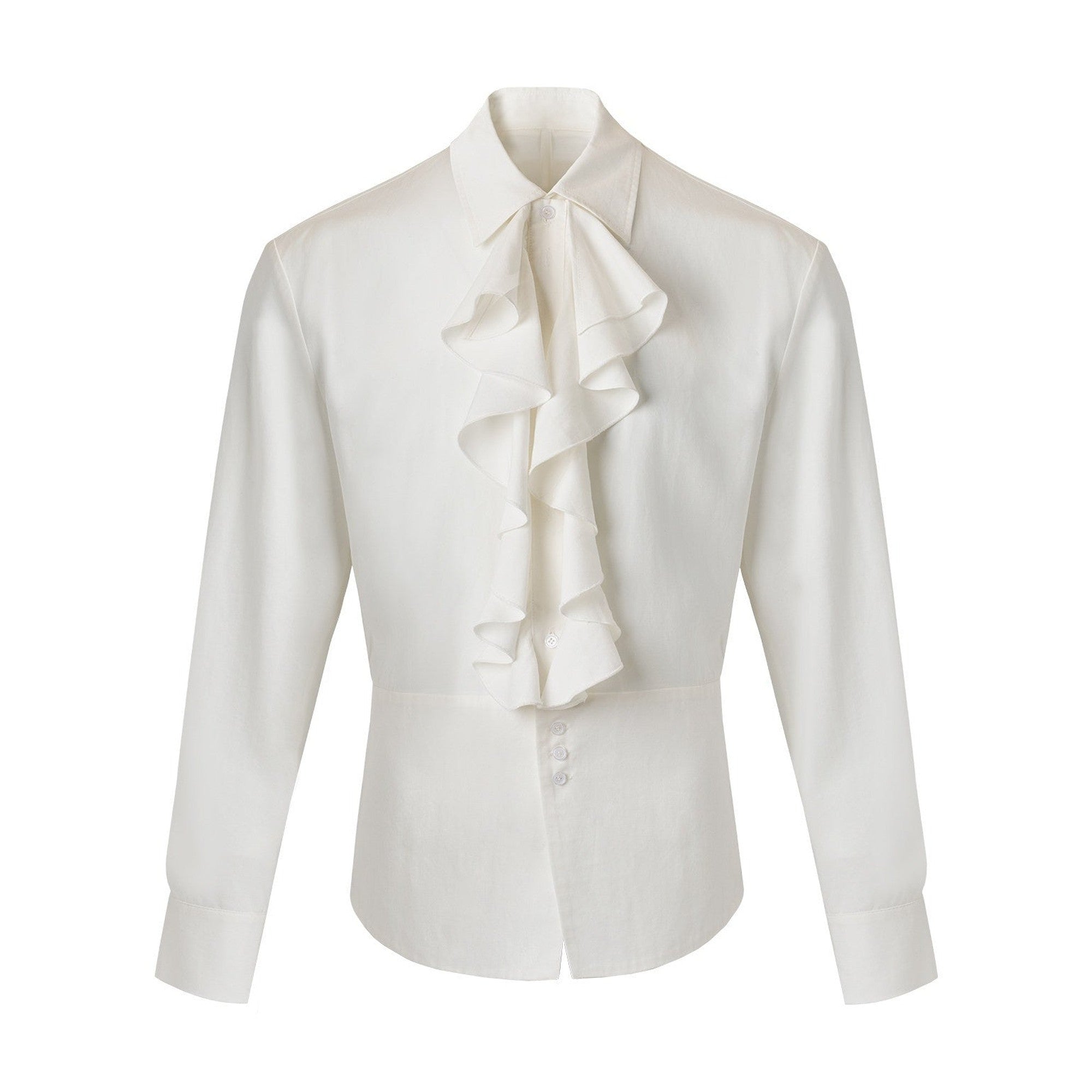 Wrinkle Free Ruffle Loose British Unisex Lyocell Linen Button Long Sleeve Shirts main image