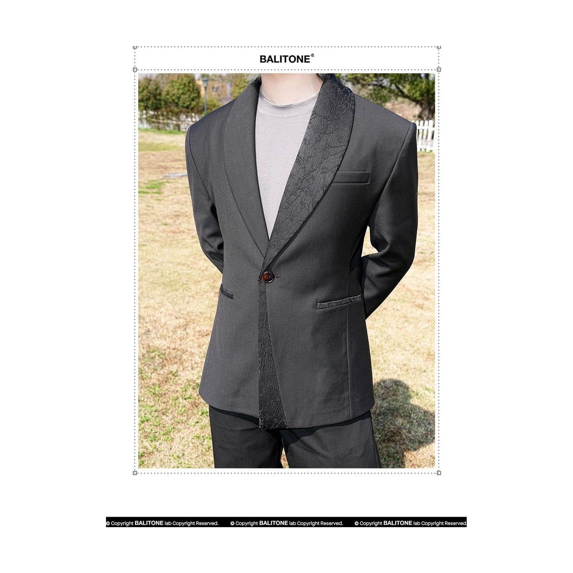 Wrinkle Free Slim Fit Patchwork Casual Black Shawl-Collar Blazers main image