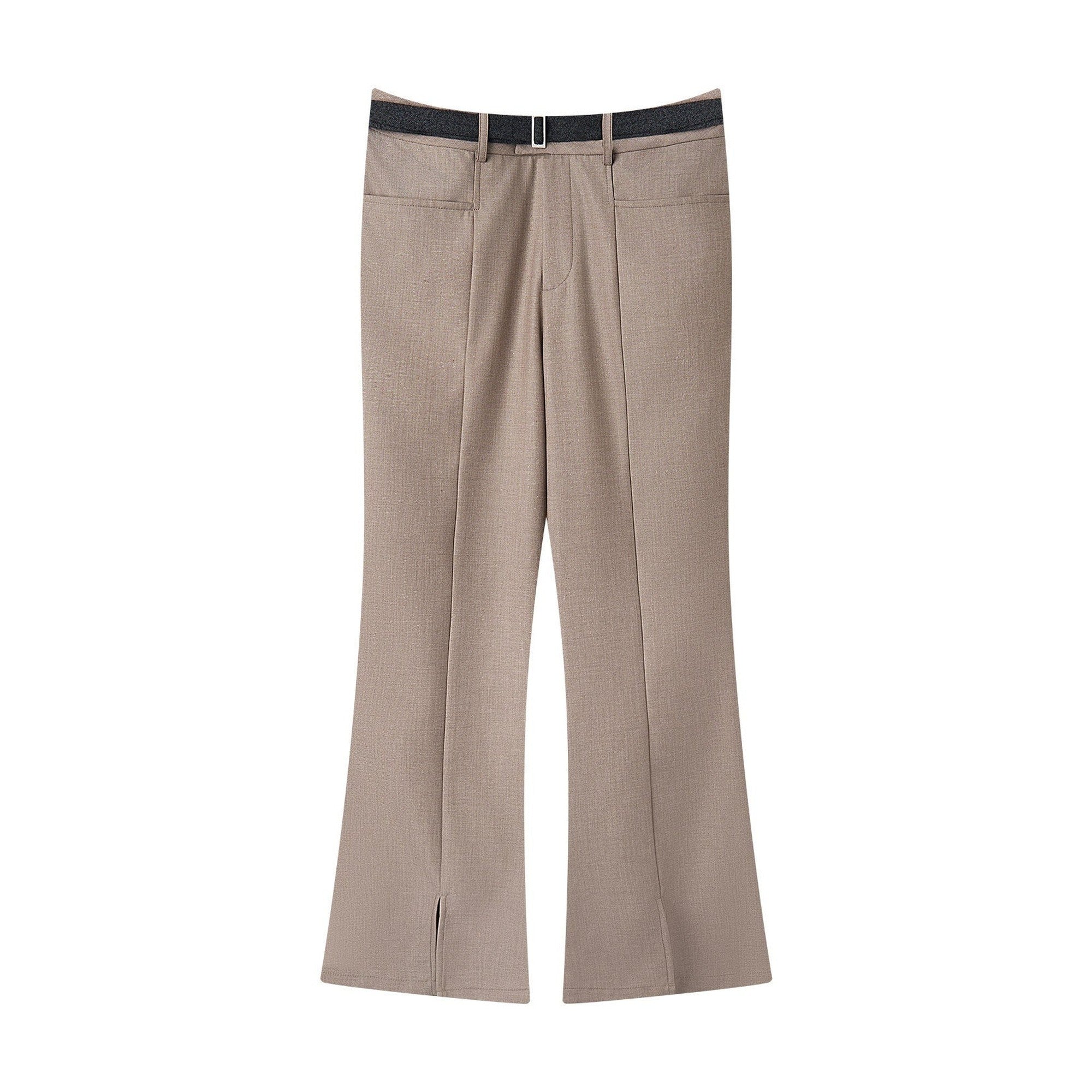 Wrinkle Free Slim Mid Rise Japanese Youth Poly Cotton Stretch Flared Trousers main image