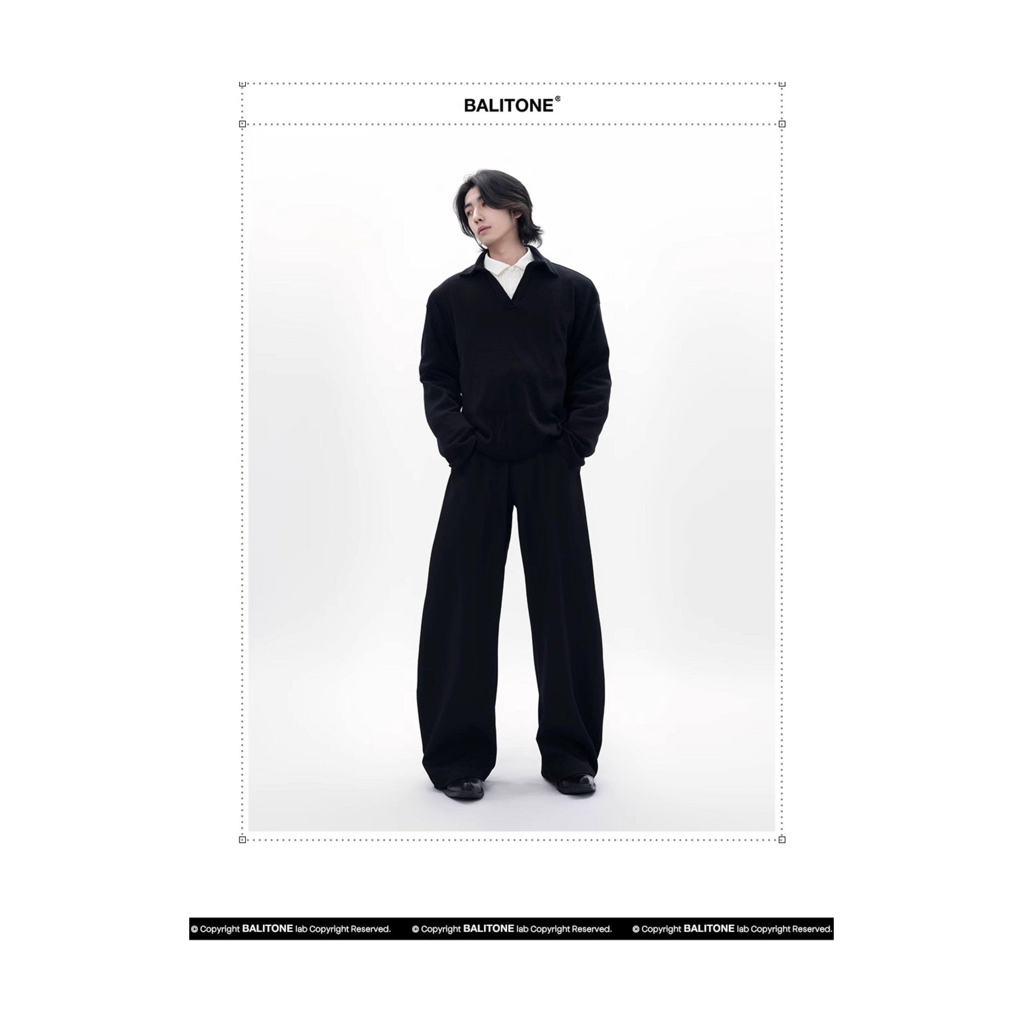 Wrinkle Free Stretch Cleanfit Mid Rise Mens Black Barrel-Leg Trousers main image