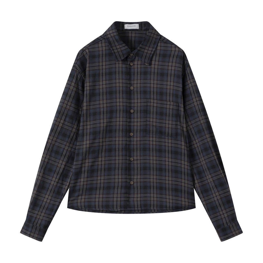 Wrinkle Resistant Relaxed Patch Pocket Unisex Midnight Blue Long Sleeve Shirts main image