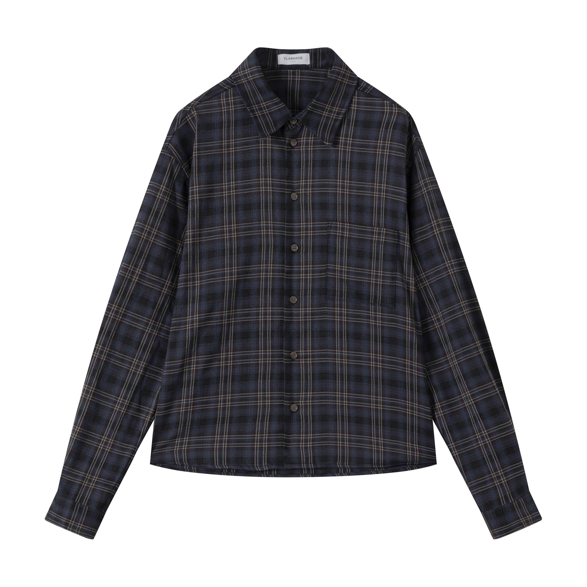 Wrinkle Resistant Relaxed Patch Pocket Unisex Midnight Blue Long Sleeve Shirts main image